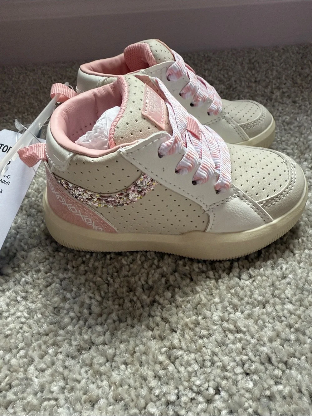 NEW Toddler Pink and Cream High-Top Sneakers